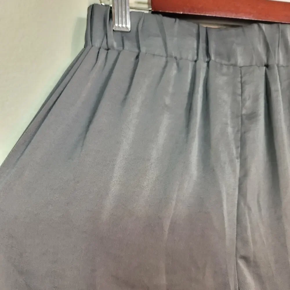 ANIMARI Charcoal Satin Feel Jogger Pants Quiet Luxury Lounge Resort Chic Sporty - Picture 8 of 15